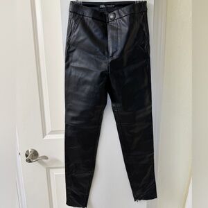 Zara Shiny Black Leather Trousers